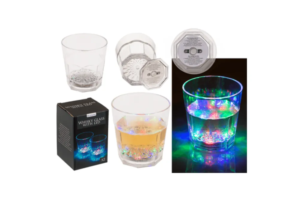 Rodes Akryl Glas 2 styk med Farverig LED Sale