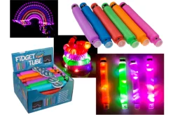 Rodes Fidget Pop-it Tube stor 20 cm – LED lys Hot