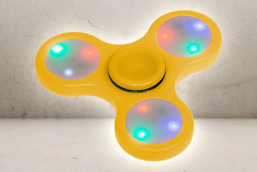 Rodes Fidget Spinner med Lys – Gul Best