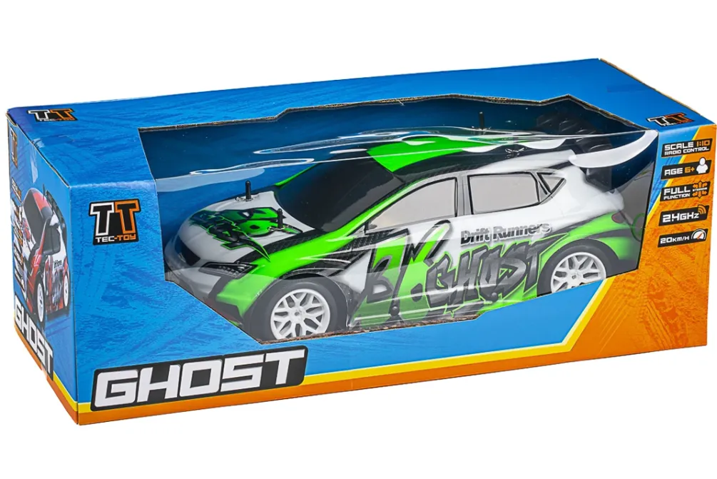 Rodes Fjernstyret Ghost racerbil 1:10 i Grøn – Kompletsæt – 20 km/t Hot