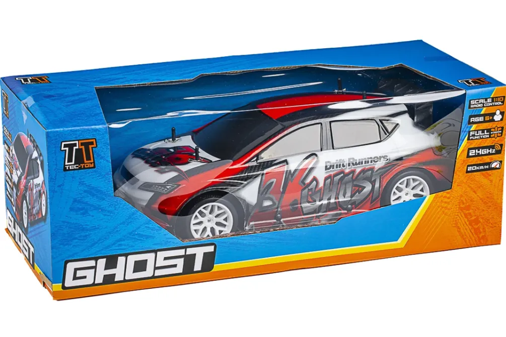 Rodes Fjernstyret Ghost racerbil 1:10 Rød – Kompletsæt – 20 km/t Discount