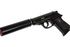 Rodes James Bond Pistol inkl lyddæmper – Til knaldkrudt New