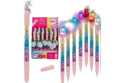 Rodes Kuglepen Unicorn med Glitter og lys New