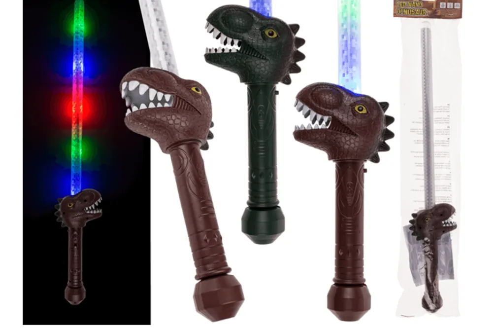 Rodes Lys Sværd med LED – Dinosaur Hot