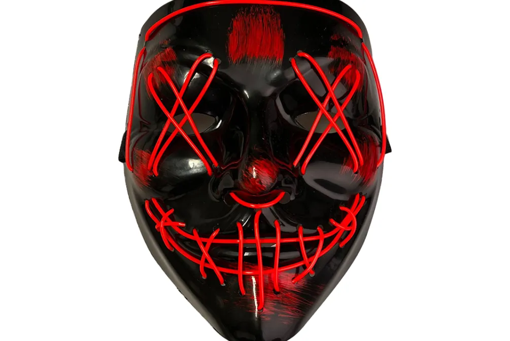 Rodes Lysende LED Halloween Maske – Rød Sale