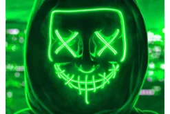 Rodes Lysende LED Halloween Maske – Grøn Sale