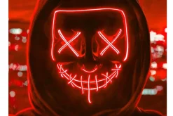 Rodes Lysende LED Halloween Maske – Rød Sale