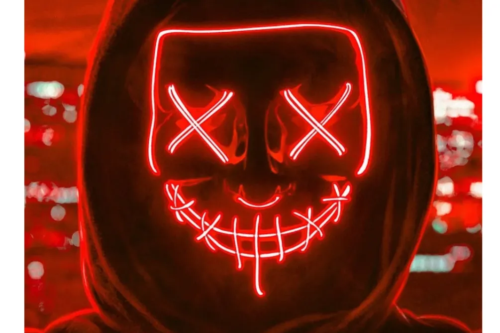 Rodes Lysende LED Halloween Maske – Rød Sale