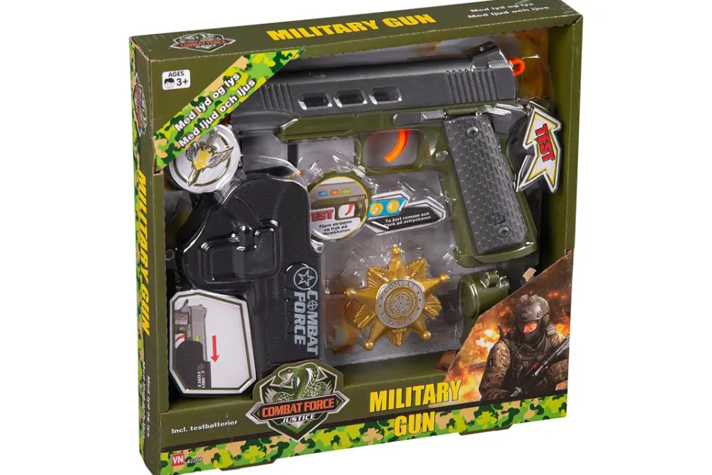 Rodes Militær Pistol med lys og lyd + skede Best