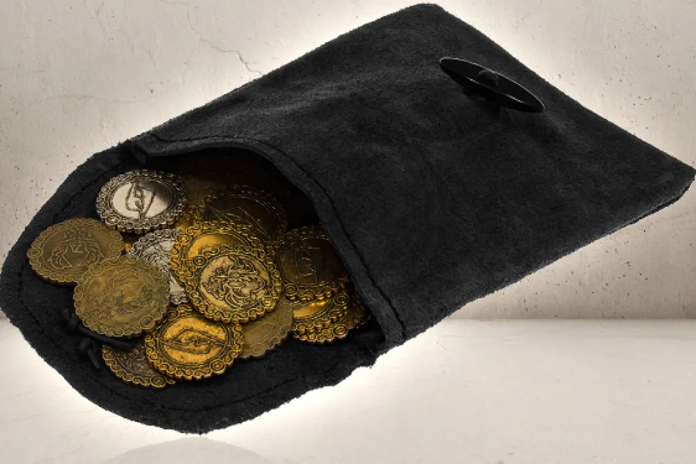 Rodes Rollespils Pung med 20x Coins Sort Online