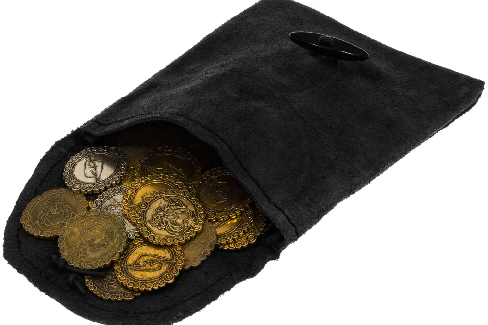 Rodes Rollespils Pung med 20x Coins Sort Clearance
