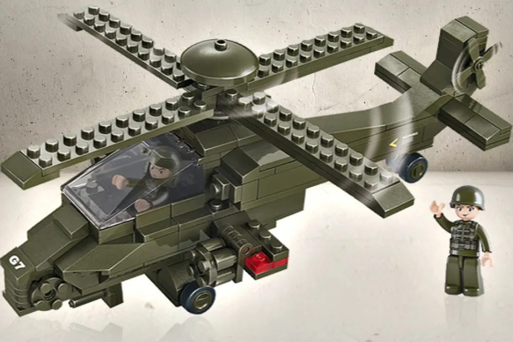 Rodes Sluban Attack helikopter med to figurer – 199 klodser Online