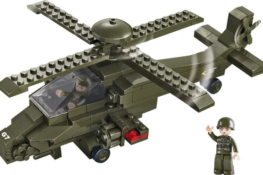 Rodes Sluban Attack helikopter med to figurer – 199 klodser Online