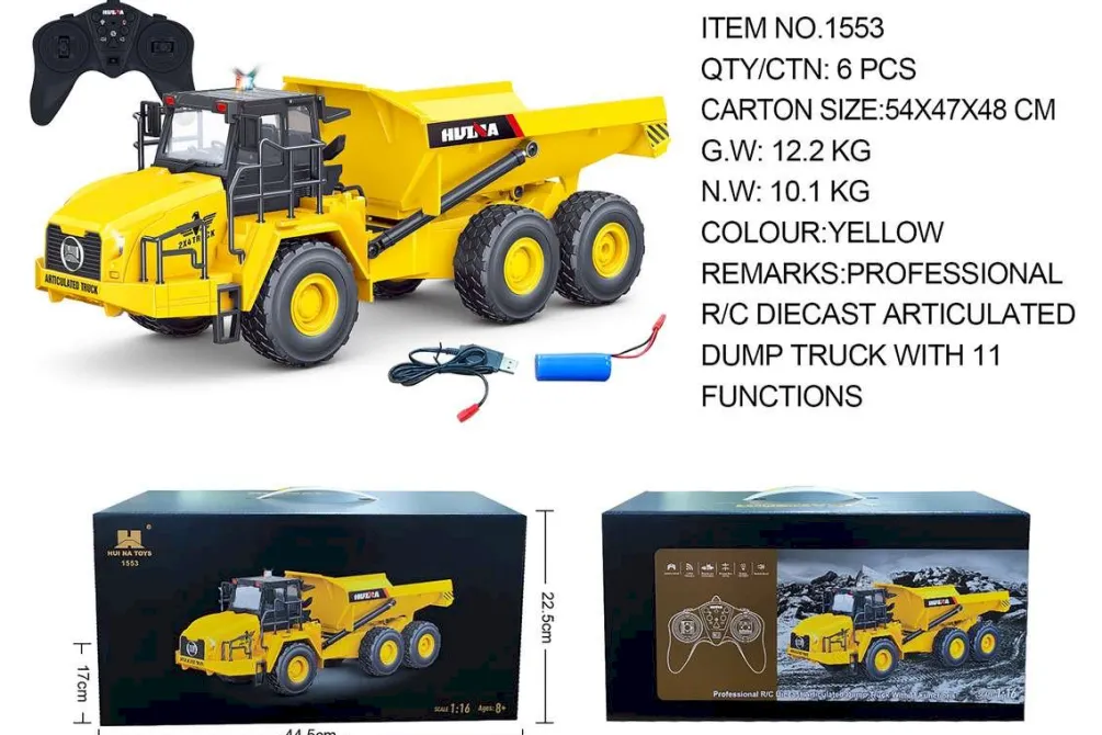 Rodes Stor Huina Fjernstyret Dumper lastbil 1:16 – Kompletsæt Discount